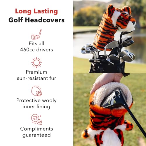 Golf Driver Headcover Tiger Headcover - Funny Animal Club Cover for Men Women - Driver Variation