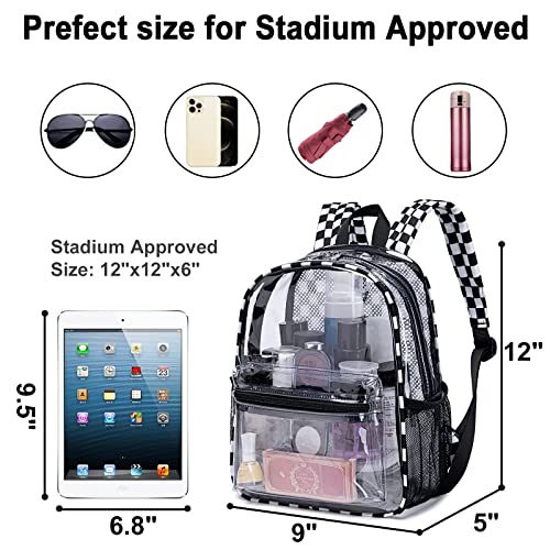 Clear Mini Backpack for Stadium Events 12x12x6 Small Transparent Backpacks Plastic See Through Clear Bag for Concerts Work Festival Security Travel