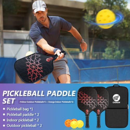 Coral Pickleball Paddles Set of 2 USAPA Approved - Lightweight, Durable