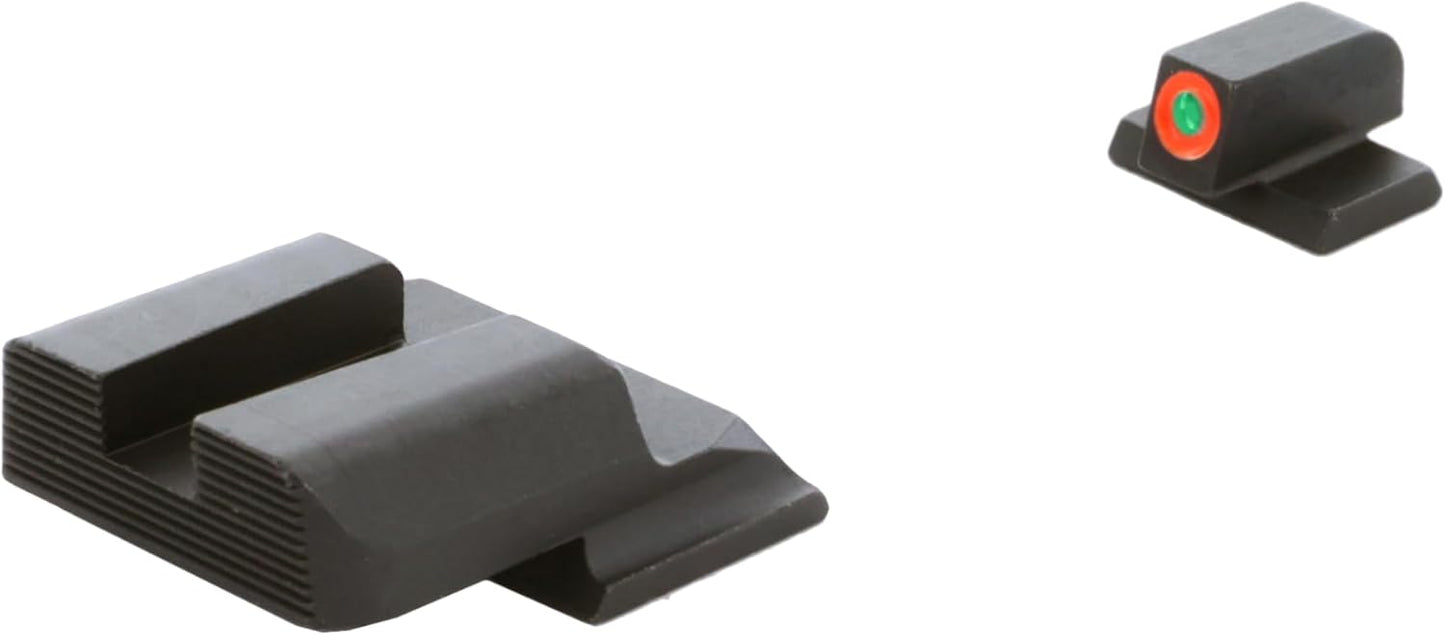 AMERIGLO Protector Tritium Green Front/Rear Square Notch Sight Set Compatible with Glock Gen 1-4 9mm/.40/.380, Gen 5 10mm/.45