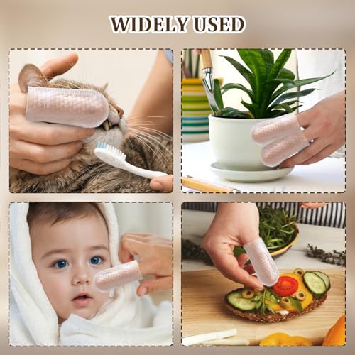 200 Pcs Cotton Finger Cots for Pet Grooming and First Aid, Breathable & Wear-Resistant
