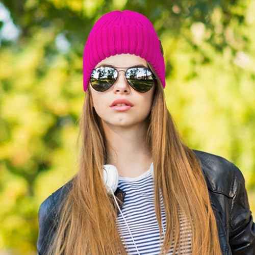 Unisex Satin Lined Beanie Warm Winter Hat Silk Lined Beanie for Women Men Knit Slouchy Hat