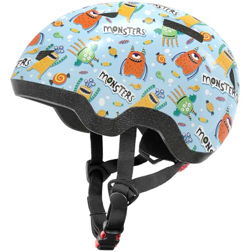 Toddler Bike Helmet Blue Monster Small for 1-6 Years - Kids Scooter Helmet