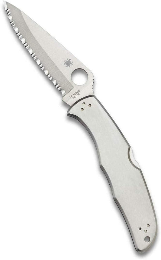 Spyderco Endura 4 Signature Folder Utility Knife with 3.85" VG-10 Steel Blade and Stainless Steel Handle - SpyderEdge - C10S