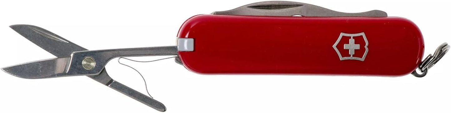Victorinox Jetsetter Swiss Army Knife, Compact 7 Function Swiss Made Pocket Knife with Scissors, Magnetic Phillips Screwdriver and Key Ring – Red