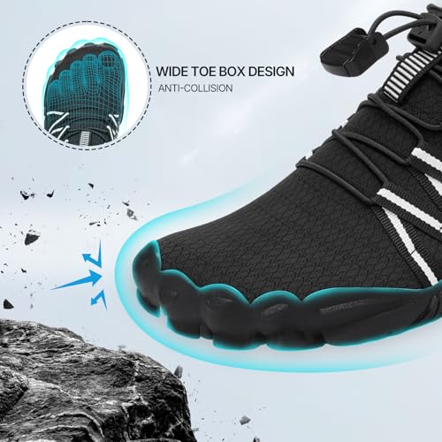 Water Shoes for Women Men Barefoot Swim Beach Hiking Pool - Black White 9 Women / 7.5 Men