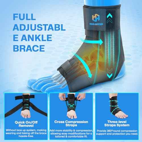 Ankle Brace for Sprained Ankle Wrap, Ankle Support for Men Women, Foot Brace Ankles Stabilizer with Ankles Splint Support for Basketball, Volleyball, Sports - L
