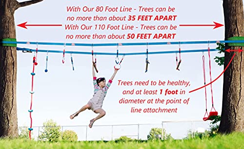 80 Feet Ninja Slack Line and Ratchet Set for Double Ninja Course - Durable Outdoor Ropes