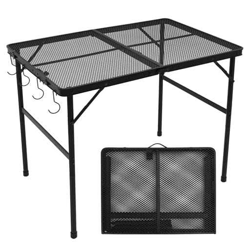 Outdoor Grill Camping Folding Table 3 Ft, Aluminium Picnic Table - Portable, Lightweight, Compact & Height Adjustable Collapsible Patio BBQ Garden Table