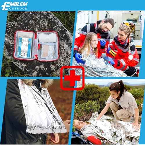 Thermal Emergency Blanket for Survival, Hiking, Camping, First Aid, and Bug Out Bag for Protection from Cold, Rain, and Weather Exposure. Extra Large Mylar-Survival Blanket for Car, Outdoors (6-Pack)