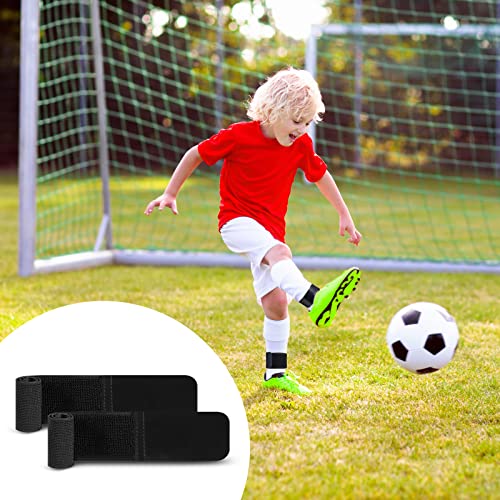 Elastic Soccer Shin Guard Straps - Adjustable Fits Kids, Youth & Adults, Black, White, Blue