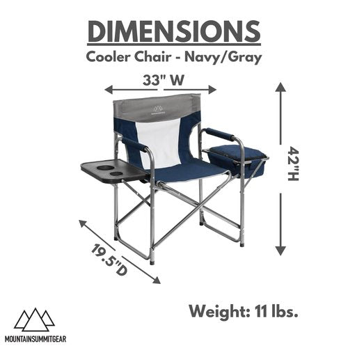 MOUNTAIN SUMMIT GEAR Foldable Cooler Chair with Attached Side Table for Camping/Hiking/Backpacking by Caddis Sports (Navy)