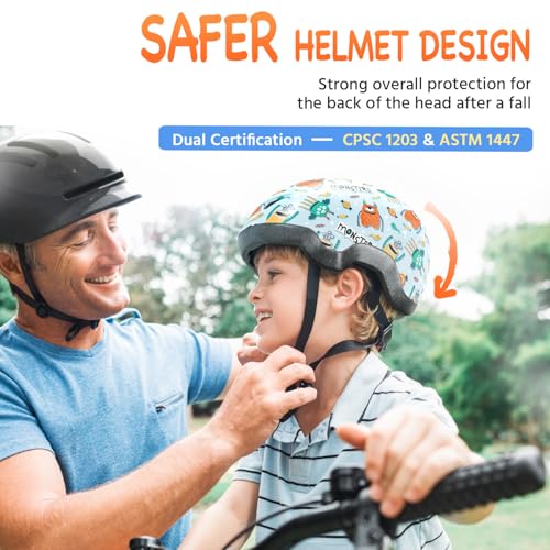 Toddler Bike Helmet Blue Monster Small for 1-6 Years - Kids Scooter Helmet