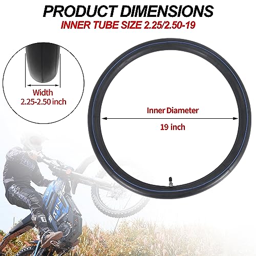 2.25/2.50-19 Dirt Bike Inner Tube - Heavy Duty Puncture Resistant with Rim Strip - 1 Pack