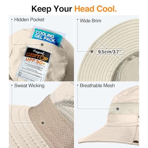 GearTOP Safari Hat for Men Sun Hats for Women UV Protection UPF 50+ Fishing, Gardening, Hiking Hat (22-23 1/2")