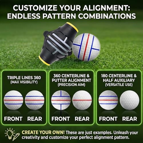 Putt Liner 360 Golf Ball Marker - Black & Blue Alignment Tool for Putting