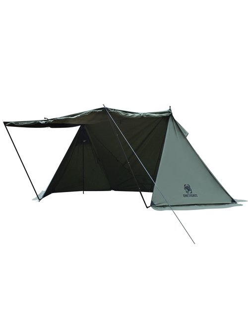 ROC Shield Canvas Hot Tent, Fire-Retardant Bushcraft Shelter with Tent Poles/Rain Cap