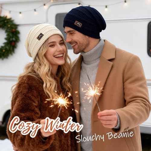 ZOORON Slouchy Beanies Hats for Men Women Cable Knit Winter Hats Chunky Beanie Skull Warm Cap