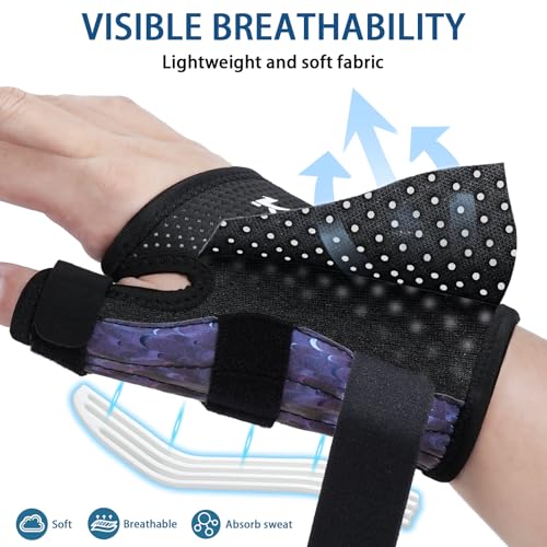 Wrist & Thumb Brace Carpal Tunnel Wrist Brace Night Support Thumb Stabilizer, Spica Thumb Splint Right Hand & Left Hand for Dequervain's Tenosynovitis, Tendonitis, Arthritis (Purple-Left, M)