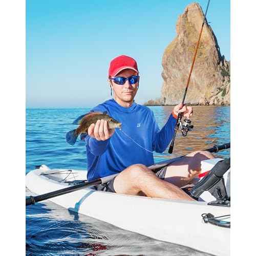 Roadbox Mens UPF 50+ Fishing Shirt, Long Sleeve UV Sun Protection Hoodies, Quick Dry Rash Guard for Hiking Outdoor Working