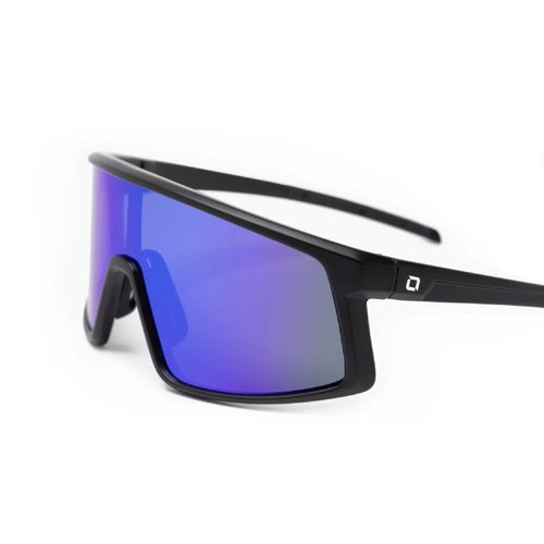Optic Nerve Unisex Stone Cat Polarized Sport Sunglasses, Matte Black - Smoke w/Blue Mirror Lens