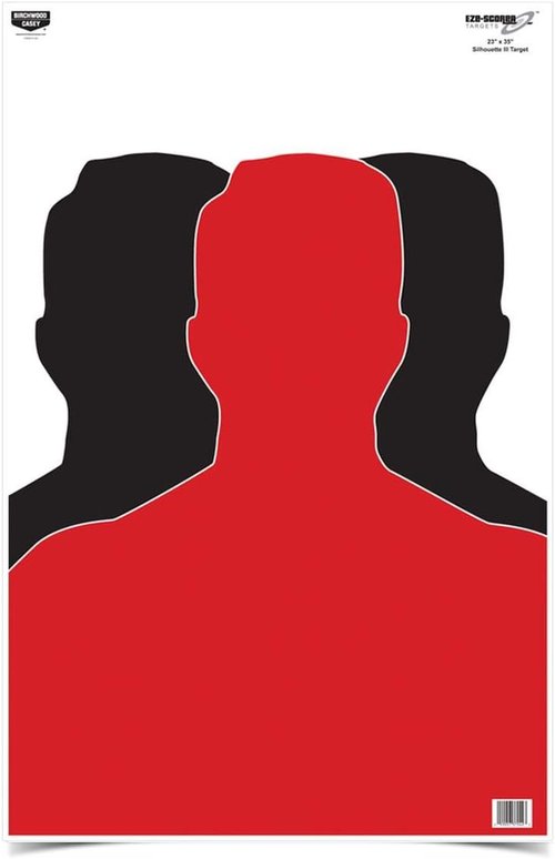 Birchwood Casey 23" x 35" Eze-Scorer Silhouette III Shoot-Up Brilliant White Paper Targets for Indoor and Outdoor Use, 100 Targets