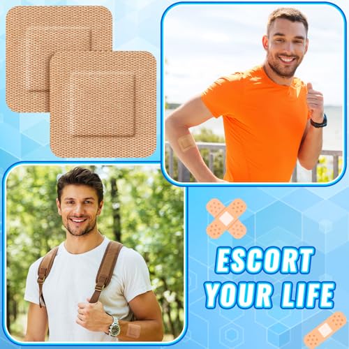 Marsui 200 Pcs Square Adhesive Bandages - 1.5 Inch Tan Non-Latex First Aid