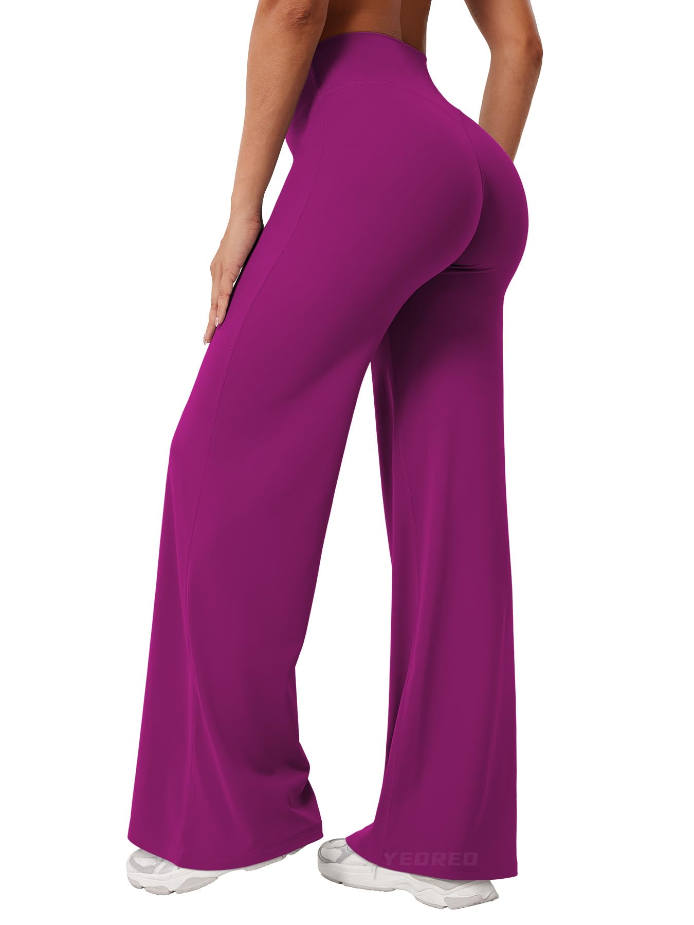 YEOREO Workout Leggings Womens No Front Seam Straight Leggings 31.5" High Waist Buttery Eddiy Gym Yoga Pants Rose Purple XXL