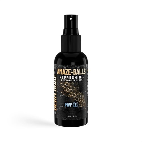 Derm Dude Amaze Ball Deodorant Spray for Men | Anti-Chafing Groin & Sack Spray with DeoPlex & Aloe Vera | Odor & Sweat Control for Private Parts | MVP Scent, Talc-Free, 2oz (1 Pack)