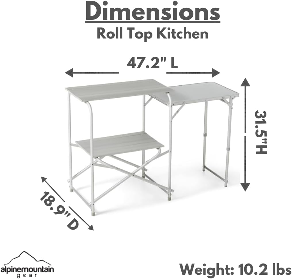 Weather-Resistant Aluminum Camping Roll Top Kitchen by Caddis Sports - Portable & Durable