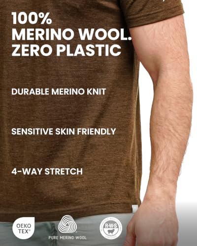 Men's Merino Wool Short Sleeve T-Shirt - Large / Heat Black