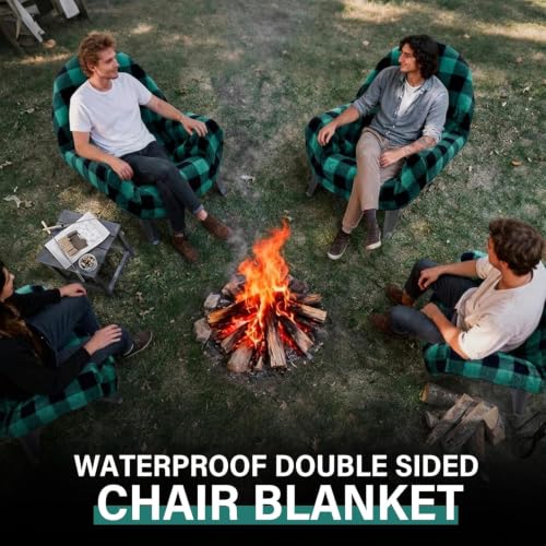 Waterproof Double Sided Chair Blanket - Cozy Sherpa Outdoor Seat Cover, Green