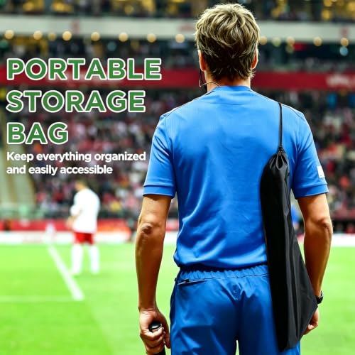 Professional Soccer Referee Kit with Flags Whistle and Card Notebook