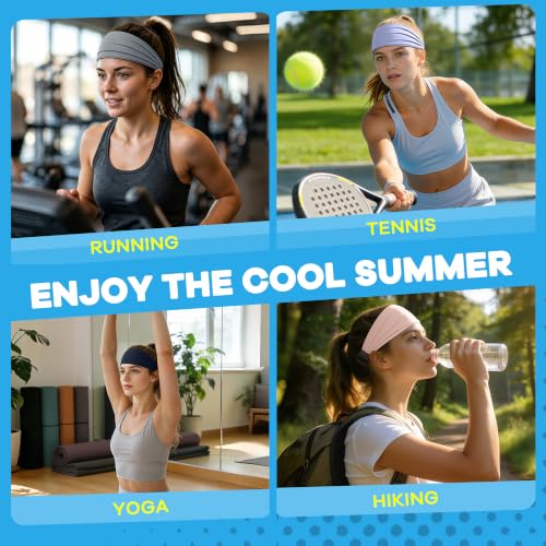Sukeen Adjustable Cooling Headband for Women - Black Breathable Sweatband