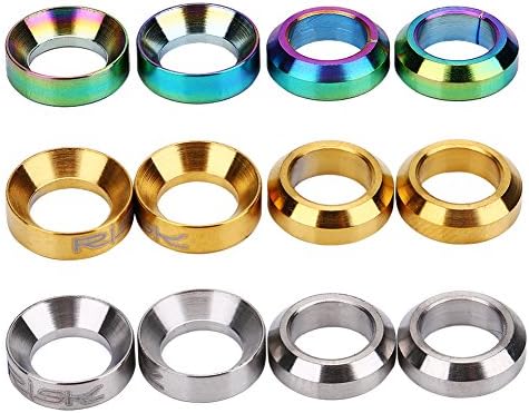 (Dilwe Headset Spacer, 2 Pairs TC4 Front Brake Caliper Gasket for Mountain Motorcycle)