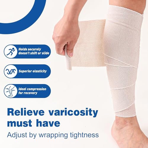 AZEN Premium 10 Pack Elastic Bandage Wrap 6 Inch, Compression Wrap Bandage for Legs, Lymphedema Wraps for Legs, Ankle, Knee, Tummy