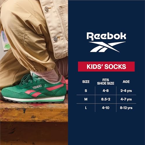 Reebok Boys Low Cut Socks 6-Pack Moisture-Wicking Cushioned Ankle Socks
