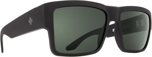 Spy Optic Unisex Cyrus Soft Matte Black/Happy Grey Green Polar Sunglasses