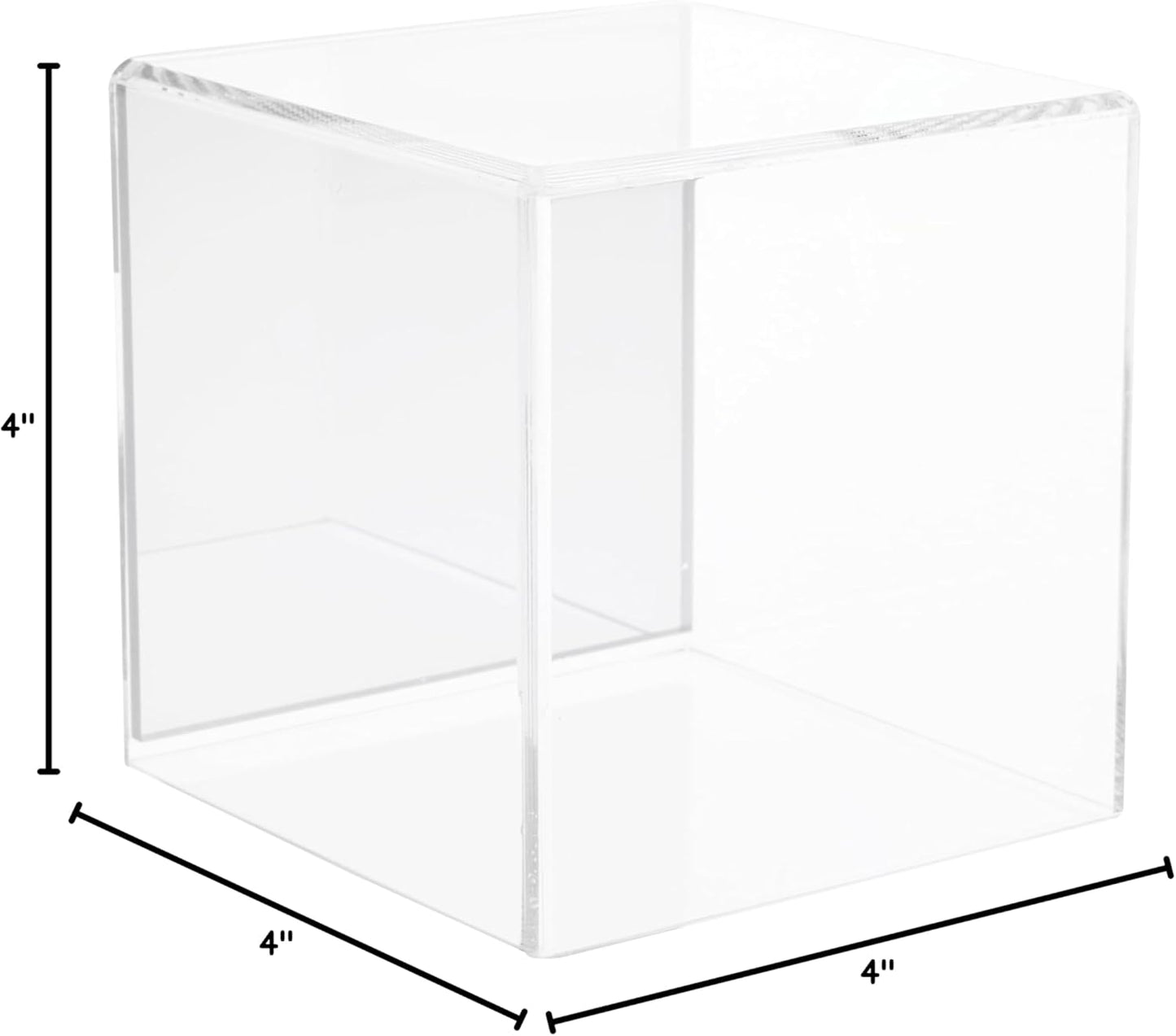 Plymor Clear Acrylic Display Case with Black Base, 4" x 4" x 4"