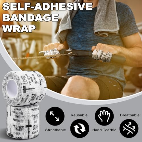 Geiserailie 4 Pcs Cross Tape Christian Athletic Tape 2 Inches x 14.8 ft Elastic Sport Wrist Wrap Jesus Self Adhesive Bandage for Baseball Soccer Football Boxing Tennis Gymnastic Sports Church Gifts