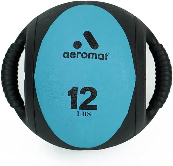 Aeromat Dual Grip Power Medicine Balls for Abdominal Training and Rotational Movements - 9" Diameter - Weights Color-Coded