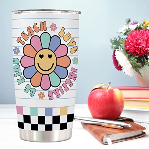 Teacher Appreciation Gift - 20oz Stainless Steel Tumbler with Lid & Straws - Back to School & Christmas Gift - Teacher 6