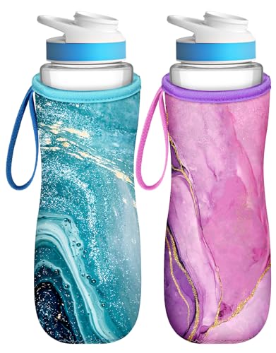 Water Bottle Sleeve for Cirkul 22 oz - Blue Purple 2 Pack Bottle Cover with Handle