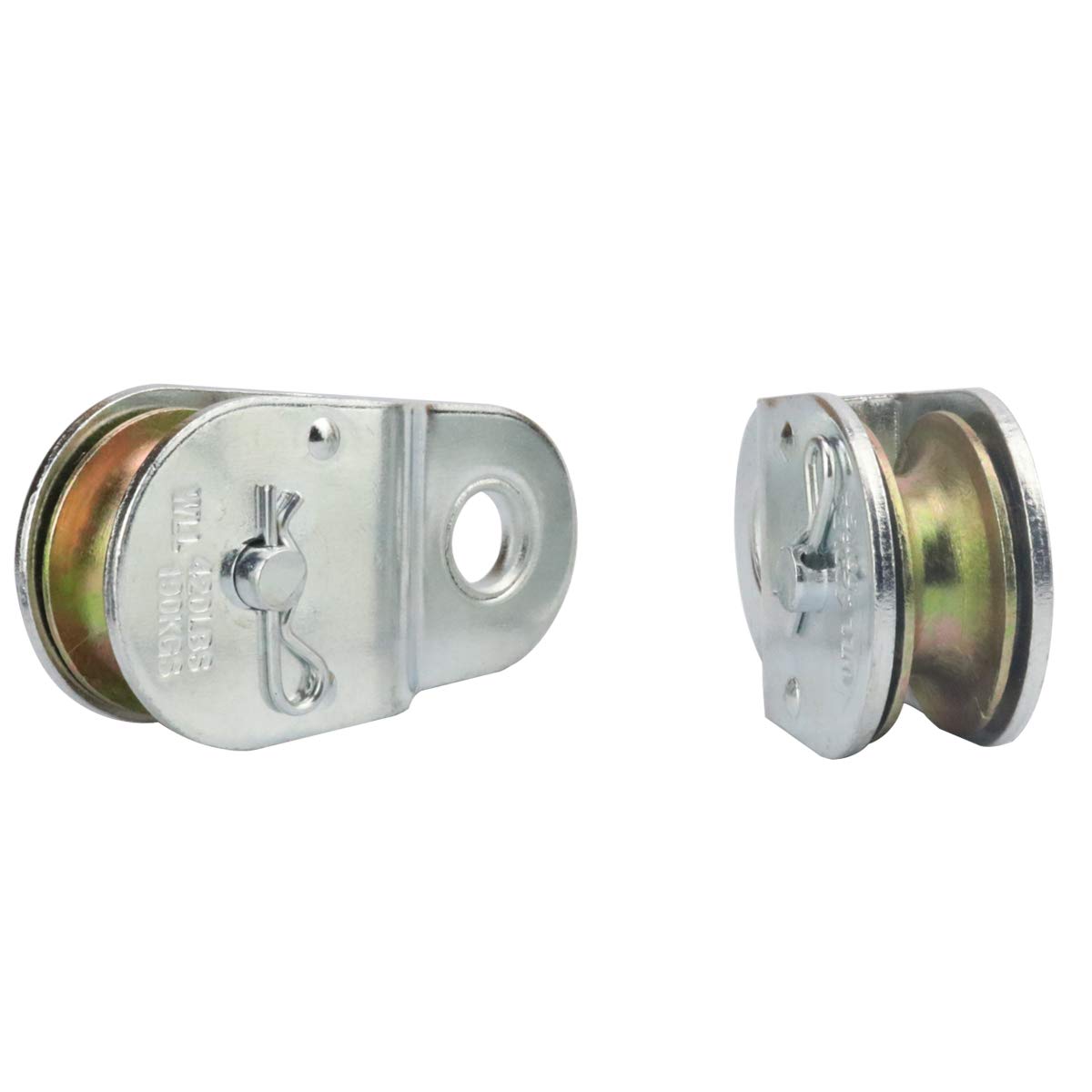 Zinc Plated Fixed Single Pulley Fixed Eye Steel Pulley 1-1/2" (2 Pack)