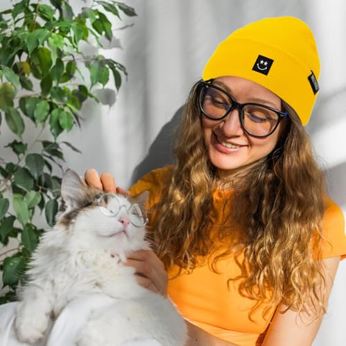 American Trends Beanie for Men Women Soft Winter Beanie Hat Cute Smiley Face Knit Hat Warm SmileyWorld¢ç