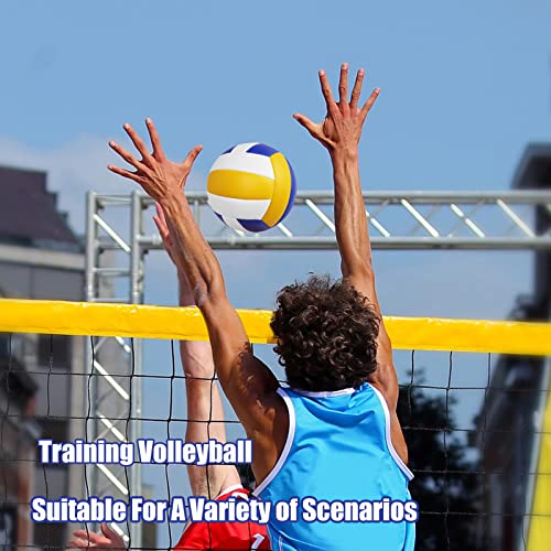 Magicorange Official Size 5 Volleyball Set - Blue & Yellow, 6 Pack with Pump & Mesh Bag
