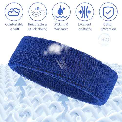 Sweat Headband Men, Mabor 5 Pack Sweat Head Bands Hair Band for Athletic Running Cycling Exercise Basketball Football Gym Accessories Sweat Bands Headbands Men Women(Colorful)