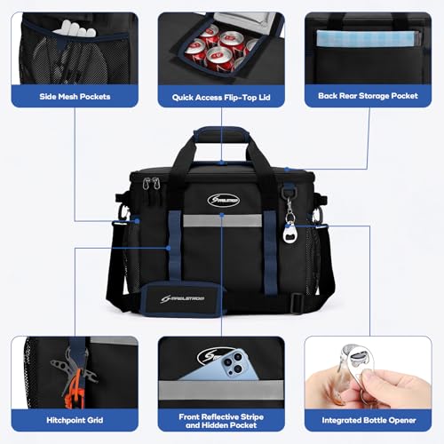 Maelstrom 55 Can Soft Cooler Bag with Flip-Top - Black, Insulated Beach Cooler