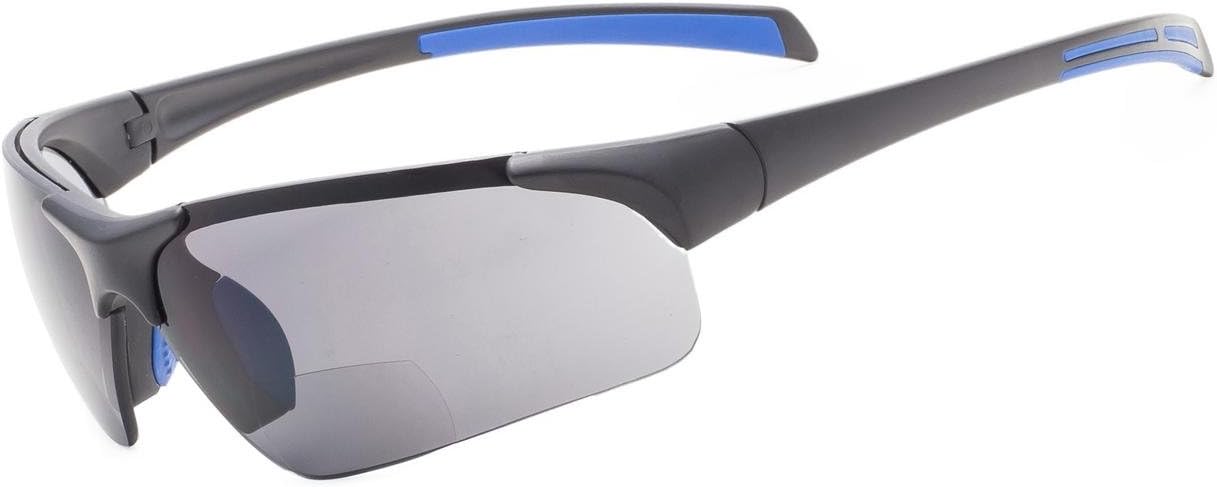 Eyekepper TR90 Unbreakable Sports Half-Rimless Bifocal Sunglasses Baseball Running Fishing Driving Golf Softball Hiking