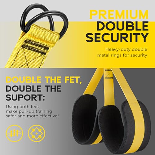 Yellow Pull Up Assistance Bands Set - Adjustable Heavy Duty Resistance Workout Equipment